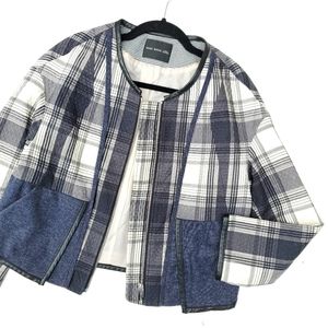 Basic House Plaid Layered Zipped Jacket